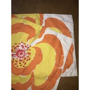 2 Orange And Yellow Floral Placemats 1980's Vintage Summer Table Decor 12" x 18"
